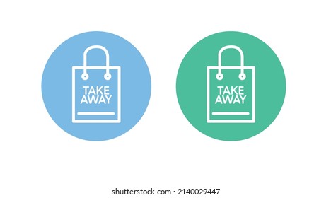Take Away Bags Icon Set. Vector isolated flat editable illustration set