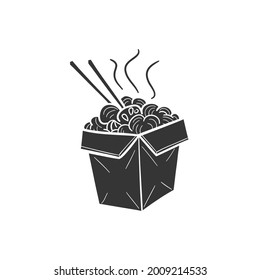 Take Away Bowl Icon Silhouette Illustration. Delivery Food Vector Graphic Pictogram Symbol Clip Art. Doodle Sketch Black Sign.