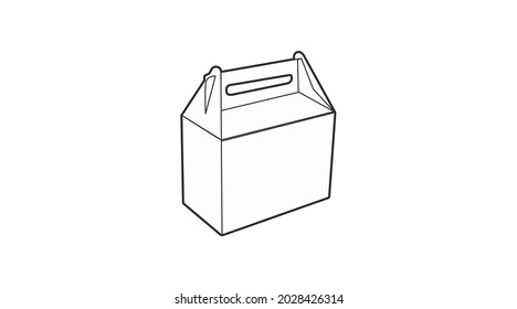 Take Away Box or Bag. Vector isolated black and white take away box illustration