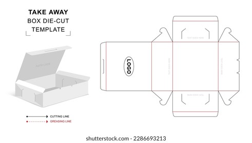 Take away box die cut template