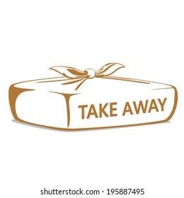 Take away box with Japanese wrapping cloth , Rectangular box , Vector of Japanese style, Illustration.