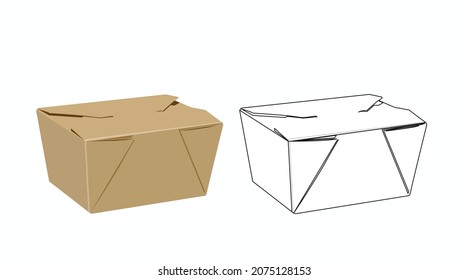 Take Away Box. Vector Isolated Set of Take Away Boxes