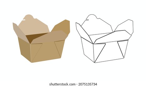 Take Away Box. Vector Isolated Set of Take Away Boxes