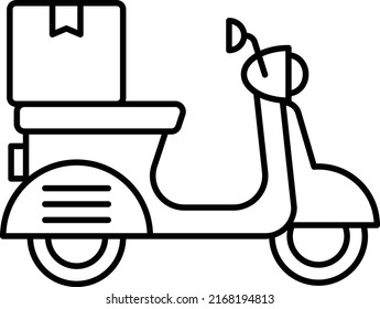 Take Away Buffet Logistics Vector Line Icon Design, Retail Food Delivery Service Symbol, Touch Less Meal Courier Sign, Grocery Pickup Stock Illustration, Cargo Scooter Concept,