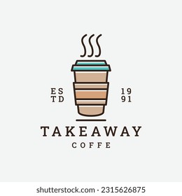 Take away coffe logo vector icon illustration hipster vintage retro .
