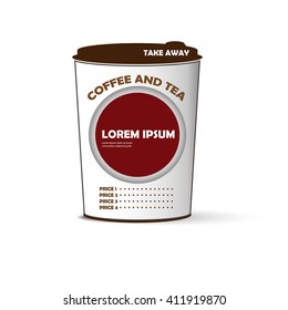 Take away coffee creative promotion poster or label vector illustration.