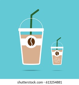 take away coffee cup with coffee bean flat icon. Vector EPS 10 for design.