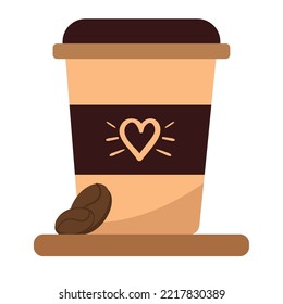 take away coffee cup and beans