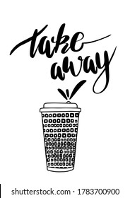 Take away coffee cup for a cafe. Vector To go concept illustration with ornament. 