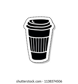 take away coffee cup doodle sticker icon