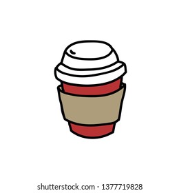 take away coffee cup doodle icon