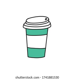 take away coffee cup doodle icon, vector illustration