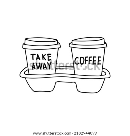 Take away coffee cup doodle illustration in vector. Take away coffee cup hand drawn illustration in vector. Takeout coffee cup illustration