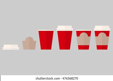 Take away coffee cup with elements Set 1