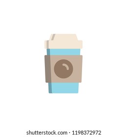 Take away coffee cup flat icon, vector sign, colorful pictogram isolated on white. Paper cup symbol, logo illustration. Flat style design