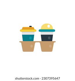 Take away coffee cup flat icons. Vector illustration. Isolated icon suitable for web, infographics, interface and apps.