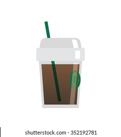 take away coffee cup flat object vector