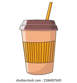Take away coffee cup. Coffee to go. Vector cartoon style.
