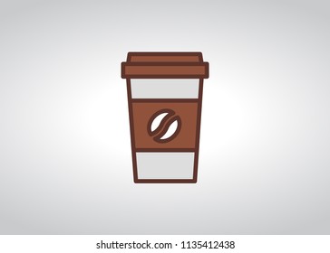 take away coffee cup icon, filled line icon