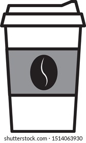 take away coffee cup icon, disposable plastic or polystyrene beverage sign, flat thin line style vector clipart from a set, classic takeout paper cup isolated 