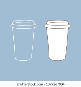 Take away coffee cup icon. A cup to carry. One Cup. Realistic Mockup. Delivery service concept. Copy space. Linear, vector, realistic, outline illustration.