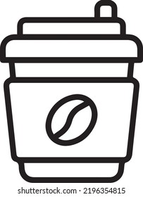 take away coffee cup icon, disposable plastic or polystyrene beverage sign, flat thin line style vector clipart from a set, classic takeout paper cup isolated