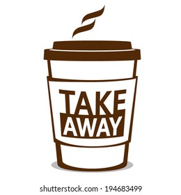 Take Away Coffee Cup Isolated On White Background. Vector Illustration