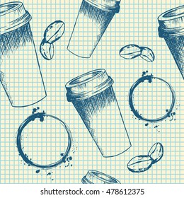 Take away coffee cup on notebook Pattern
