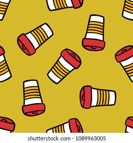take away coffee cup seamless doodle pattern