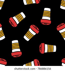 take away coffee cup seamless doodle pattern