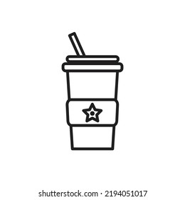 take away coffee cup with star.take away drink on white background.vector illustration. Flat design style.