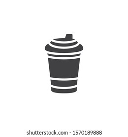 Take away coffee cup vector icon. filled flat sign for mobile concept and web design. Hot drink paper cup glyph icon. Symbol, logo illustration. Vector graphics