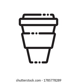 Take away coffee cup,line icon vector design.Editable stroke on white background.Fast food business.