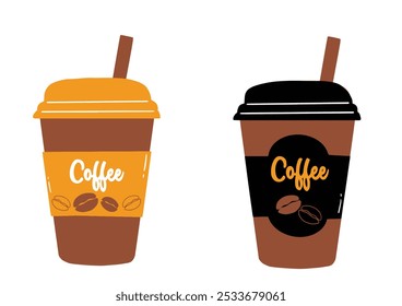 Take Away Coffee cups collection vector isolated. Hot coffee cup icon. Paper coffee cup icon isolated on white background.