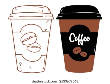 Take Away Coffee cups collection vector isolated. Hot coffee cup icon. Paper coffee cup icon isolated on white background.