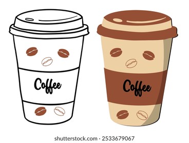 Take Away Coffee cups collection vector isolated. Hot coffee cup icon. Paper coffee cup icon isolated on white background.