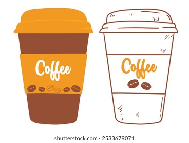 Take Away Coffee cups collection vector isolated. Hot coffee cup icon. Paper coffee cup icon isolated on white background.