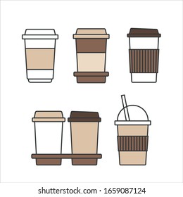 Take away, Coffee Cups icon collection. Flat design