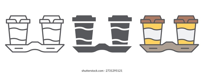 Tire o ícone da linha de copos de café, bebida e cafeína, sinal da bandeja de café, gráficos vetoriais, um padrão linear em um fundo branco, eps 10.