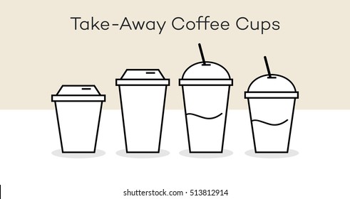 Take Away Coffee Cups In Two Sizes For Hot And Cold Drinks