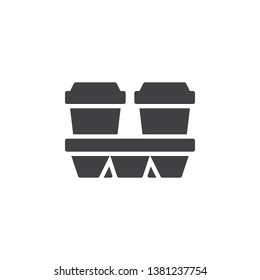 Take away coffee cups vector icon. filled flat sign for mobile concept and web design. Two cardboard coffee cups glyph icon. Symbol, logo illustration. Pixel perfect vector graphics