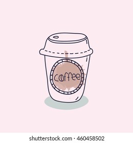 Take away coffee. doodle coffee cup isolated