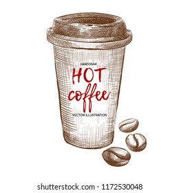 Take away Coffee hand draw vector illustration EPS 10.
