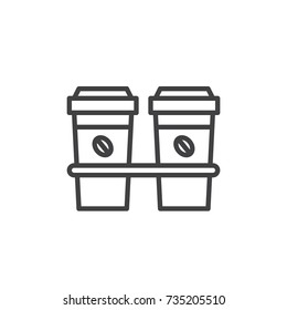 Take away coffee line icon, outline vector sign, linear style pictogram isolated on white. Symbol, logo illustration. Editable stroke
