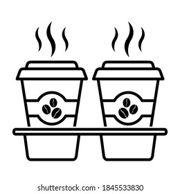 Take away coffee tray icon in trendy outline style design. Vector illustration isolated on white background.