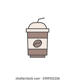 take Away cold coffee icon  in color icon, isolated on white background 