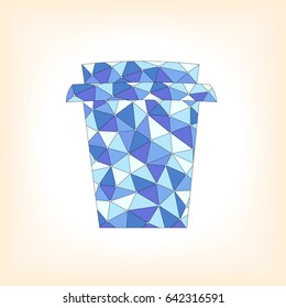 Take away cup with abstract blue pattern over white background. Vector illustration