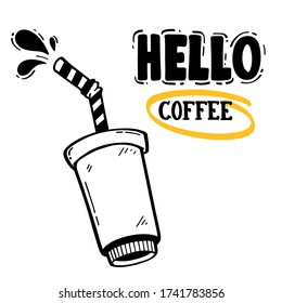 Take away cup of coffee , hand draw vector.
