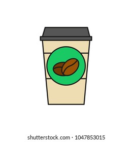 Take Away Cup Coffee Thin Line Icon Illustration