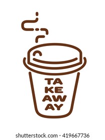 "Take away" cup icon. Coffee, tee or other drink sign. Trendy flat line  design. Vector illustration